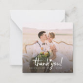 Hochzeitstag Foto Handschrift Vielen Dank Mitteilungskarte (Vorderseite)