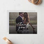 Hochzeitstag Foto Handschrift Vielen Dank Mitteilungskarte (Vorderseite/Rückseite Beispiel)