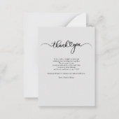 Hochzeitstag Foto Handschrift Vielen Dank Mitteilungskarte (Rückseite)