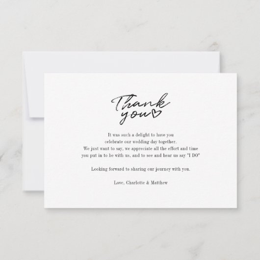 Hochzeitstag Foto Handschrift Vielen Dank Mitteilungskarte (Rückseite)