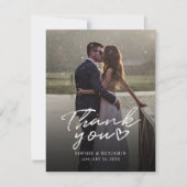 Hochzeitstag Foto Handschrift Vielen Dank Mitteilungskarte (Vorderseite)