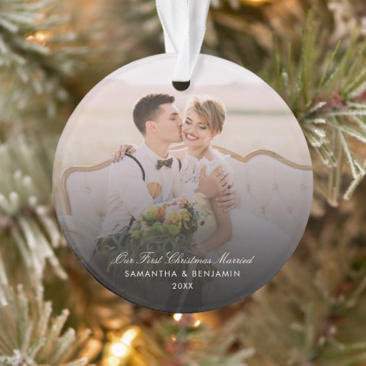 Hochzeitstag Foto Skriptpaare Urlaub Ornament (Baum)