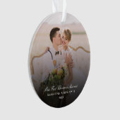 Hochzeitstag Foto Skriptpaare Urlaub Ornament (Vorderseite)