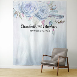 Hochzeitstag Foto Stand Hintergrund Boho Floral Fe Wandteppich