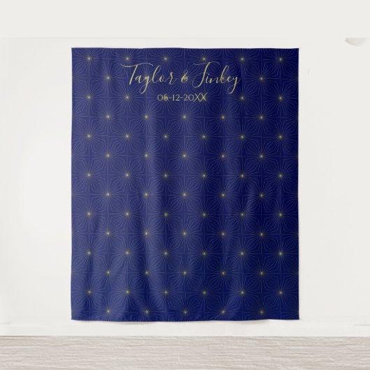 Hochzeitstag Foto Stand Hintergrund Navy Starry Ni Wandteppich (Vorderseite)