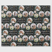 Hochzeitstag FotoCollage Elegantes Aquamarin Geschenkpapier (Flach)