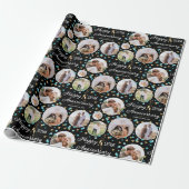 Hochzeitstag FotoCollage Elegantes Aquamarin Geschenkpapier (Ungerollt)