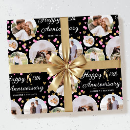 Hochzeitstag FotoCollage Elegantes Rosa Geschenkpapier