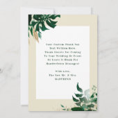 Hochzeitstag Fotografie Tropische Blätter Foto Dankeskarte (Rückseite)