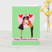 Hochzeitstag für Niedliches Schwarzes Paar Karte (Gelbe Blume)