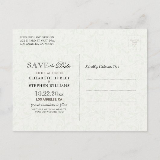 Hochzeitstag Gerettet Datum Rustikale Holzbläschen Ankündigungspostkarte (Rückseite)