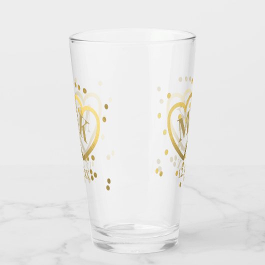 Hochzeitstag Gold Herz Glass Tumbler (Links)