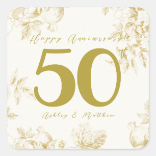 Hochzeitstag goldene vintage individuelle Schrift Quadratischer Aufkleber