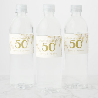 Hochzeitstag goldene vintage individuelle Schrift Wasserflaschenetikett