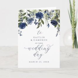 Hochzeitstag-Grußkarte für Navy Blue Wildblumen Karte