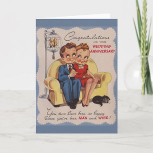 Hochzeitstag-Grußkarte im Vintage-Stil Karte