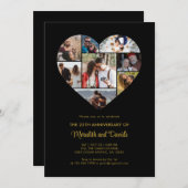 Hochzeitstag Herzfoto Collage Black Einladung (Vorne/Hinten)