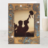 Hochzeitstag Herzlichen Glückwunsch Antique Skelet Karte (Vorderseite)