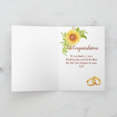 Hochzeitstag Herzlichen Glückwunsch Floral Sonnenb Karte (Innenseite)
