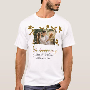 Hochzeitstag hinzufügen Namensjahr Bild Gold Stern T-Shirt