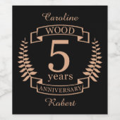 Hochzeitstag Holz 5 Jahre Weinetikett (Einzelnes Label)