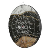 Hochzeitstag Holz Schwarz Weiß Achat Marmor Dartscheibe (Vorderseite rechts)