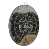 Hochzeitstag Holz Schwarz Weiß Achat Marmor Dartscheibe (Vorderseite Links)