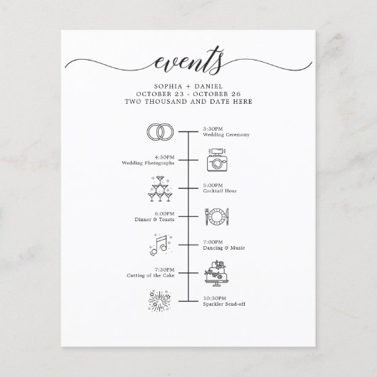 Hochzeitstag Icon Timeline Begrüßungsschreiben (Vorderseite)