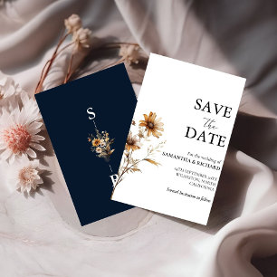 Hochzeitstag in Navy Blue Wildblume retten Einladung