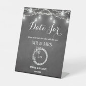 Hochzeitstag Jar Black String Lights Sockelschild (Vorderseite)