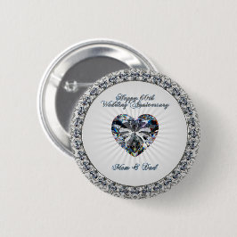 Hochzeitstag-Knopf des Diamant-Herz-60. Button