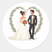Hochzeitstag-Liebe Herz-Stickers Runder Aufkleber (Vorderseite)