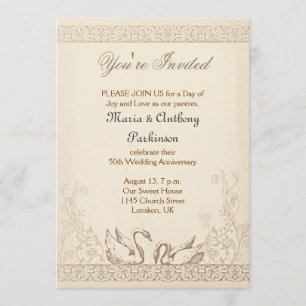 Hochzeitstag Liebesvögel vintage Einladung