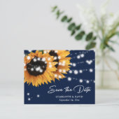 Hochzeitstag mit blauer Sonnenblume: Das Datum der Ankündigungspostkarte (Stehend Vorderseite)