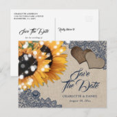 Hochzeitstag mit blauer Sonnenblume: Das Datum der Ankündigungspostkarte (Vorne/Hinten)