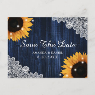 Hochzeitstag mit Blauholz-Sonnenblumen aus Navy Postkarte
