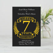 Hochzeitstag mit Kupfer 7 Jahre Einladung (Stehend Vorderseite)