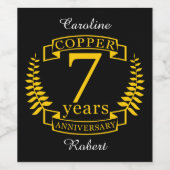 Hochzeitstag mit Kupfer 7 Jahre Weinetikett (Einzelnes Label)