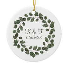 Hochzeitstag mit Monogramm Eukalyptusblätter Elega