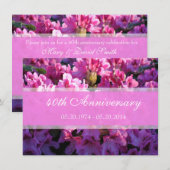 Hochzeitstag mit rosa Azalea Einladung (Vorne/Hinten)
