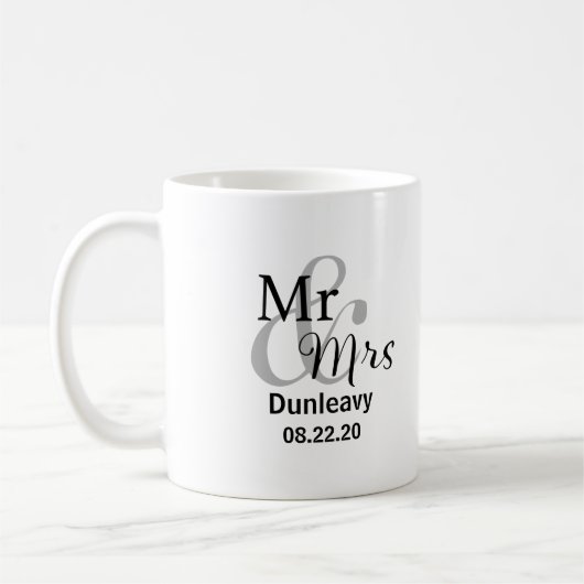 Hochzeitstag mit Verheiratetem Nachnamen Kaffeetasse (Links)