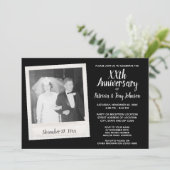 Hochzeitstag mit Vintagem Foto - schwarz Einladung (Stehend Vorderseite)
