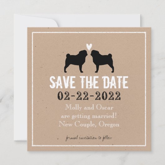 Hochzeitstag Mops - Termin vormerken Save The Date (Vorderseite)