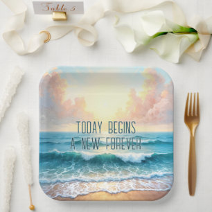 Hochzeitstag Morgens Seascape Pappteller