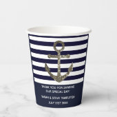 Hochzeitstag Nautical Sailing Anchor Vielen Dank Pappbecher (Rückseite)