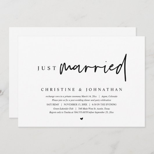 Hochzeitstag, nur verheiratet einladung (Vorne/Hinten)