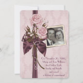 Hochzeitstag Party-Erröten Rose und Damast Einladung (Vorderseite)