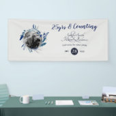 Hochzeitstag Party FOTO Begrüßung Blau Grau Banner (Messe)