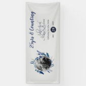 Hochzeitstag Party FOTO Begrüßung Blau Grau Banner (Vertikal)