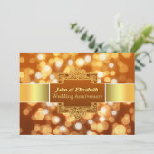 Hochzeitstag Party Goldene Einladung (Stehend Vorderseite)